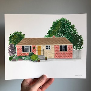 Custom House Portrait, Custom House Illustration, House Drawing, Hand Painted House Portrait 画像 4