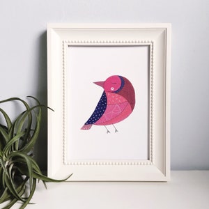 Purple Bird Art Print Simple Bird Art Illustration Nursery Wall Decor Bedroom Art