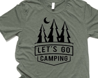 Let's go camping, camping mountain tee