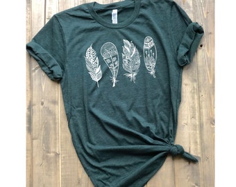 feather design t shirt