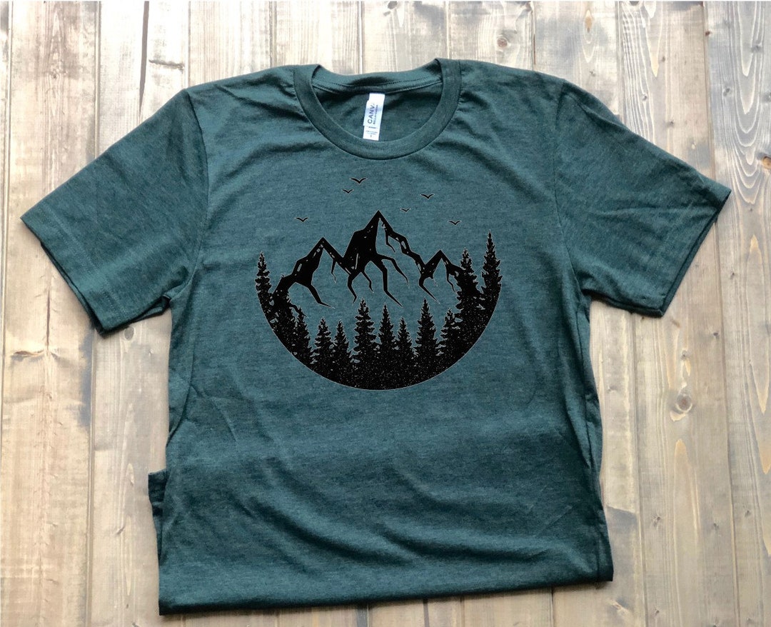 Mountain Shirt, Simple Mountain Round Graphic Tee Etsy