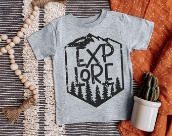 Kids Explore shirt, childrens adventure outdoor tee