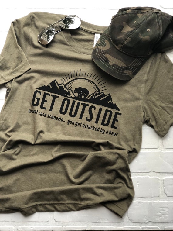 Get outside shirt funny bear attack outdoors T-shirt | Etsy