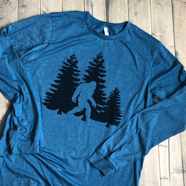 Bigfoot Sasquatch Yeti in trees long sleeve shirt