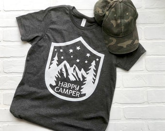 Kid's Happy Camper shirt, Youth and Children Camping Tee