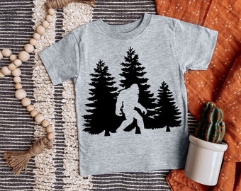 Kid's and Toddler Sasquatch Bigfoot Yeti Tee, Bigfoot and trees