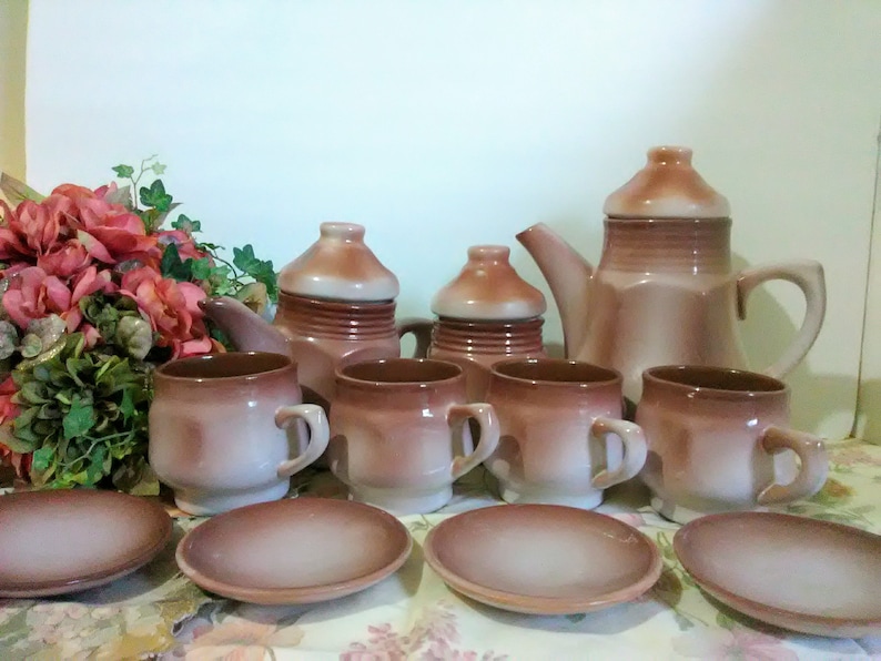Handmade pottery coffee and tea set from Eastern Europe