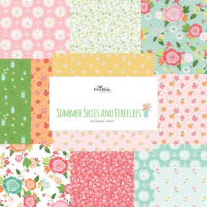 Summer Skies and Fireflies Collection, Riley Blake, Cotton Fabric, Floral Prints