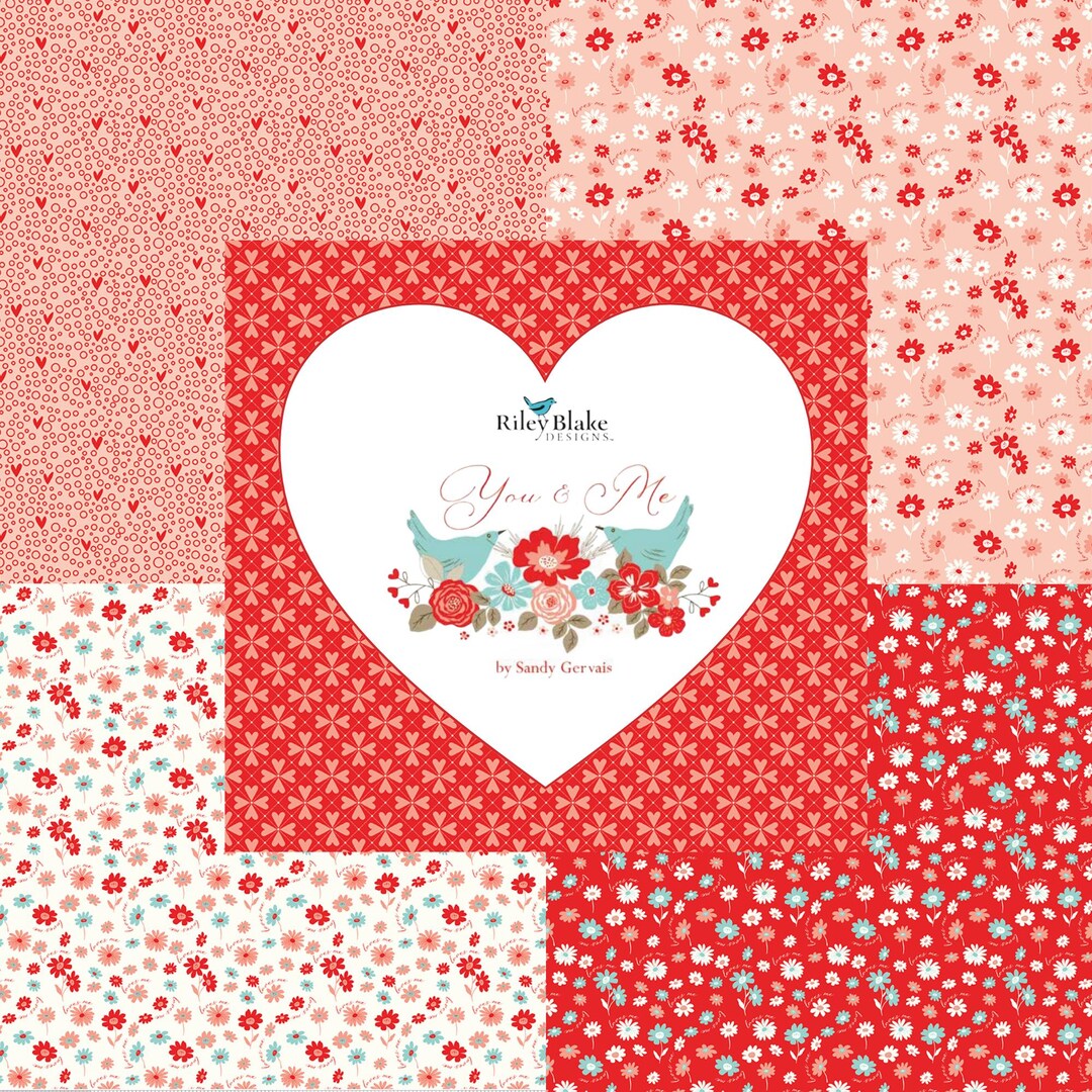 You and Me Collection, Riley Blake Valentines Day Cotton Fabric, Hearts ...