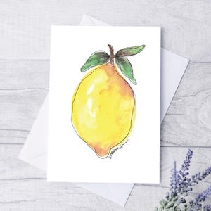 Cartes de correspondance, Cartes de voeux vierges avec enveloppes, Papeterie pliée, Aquarelle citron, Livraison gratuite, Cartes de fruits, Cartes faites main