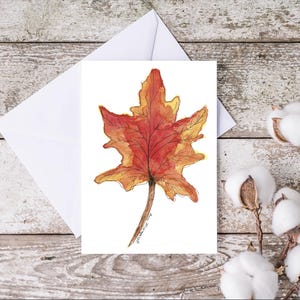 Cartes de correspondance, Cartes de voeux vierges avec enveloppes, Papeterie pliée, Aquarelle en feuille, Livraison gratuite, Cartes d'automne, Cartes d'automne faites main