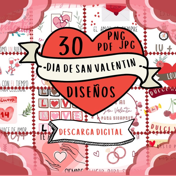 ESPANOL Dia de San Valentin Disenos, vday, , valentin cartas, san valentin calcamonias, ninos valentines, regalo para ella, png, digital