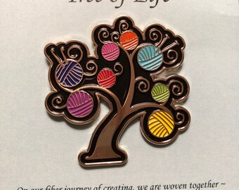 Tree of Life Enamel Pin / Enamel Pin Knitting / Enamel Pin Crochet / Project Bag Pin / Tree of Life