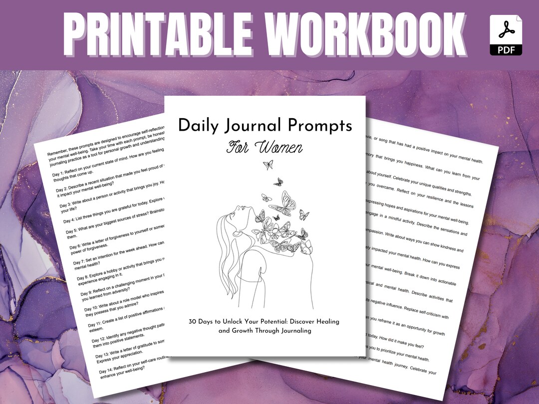 30 Daily Journal Prompts for Women Printable Journal Mental Health