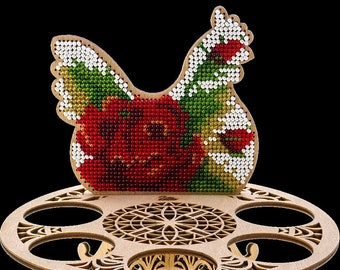 Easter Ornament Bead Embroidery Kit: Rooster, Egg & Rabbit