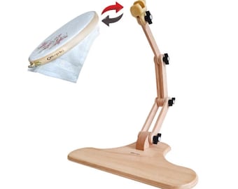 Adjustable Beechwood Embroidery Stand: Table or Seat Cross Stitch Frame