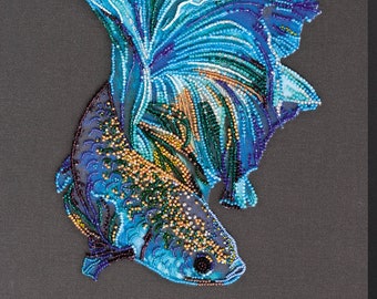 Blue Carp Bead Embroidery Kit Fish Needlework