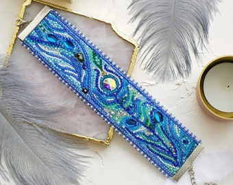 Beaded Embroidery Bracelet Kit: Feather Touch DIY Jewelry