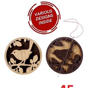 Wooden magnetic needle keeper for embroidery and cross stitch, needle minder sewing pin holder, Needle threader accessory small needle nanny