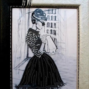 Elegant Bead Embroidery Kit - French Style Needlework with Black Lady Design dress hand embroidery, embroidery pattern, beading pattern