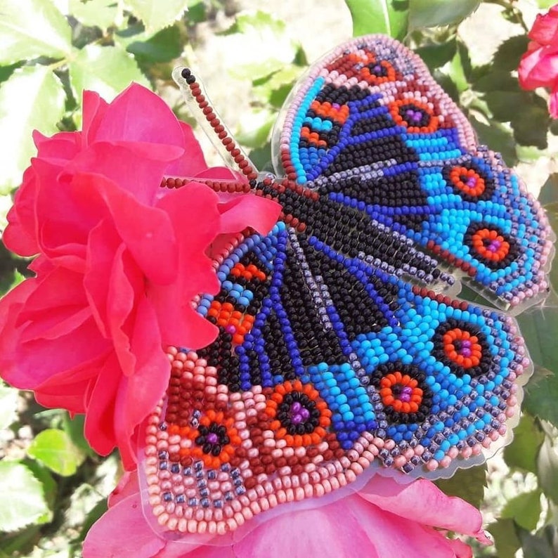 Bead embroidery kit Flying Butterflies, butterfly embroidery kit, needlepoint kit, colourful butterfly beading pattern, embroidery pattern image 10