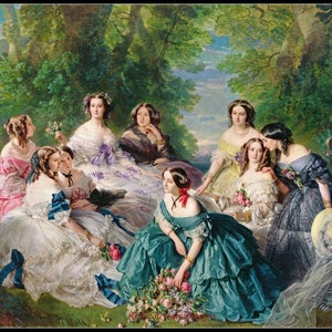 Cross Stitch Kit Empress Eugenie surrounded by ladies by Franz Xaver Winterhalter Painting cross stitch patterns, needlepoint kit Wall Decor