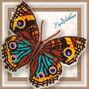 Bead embroidery kit Flying Butterflies, butterfly embroidery kit, needlepoint kit, colourful butterfly beading pattern, embroidery pattern image 1