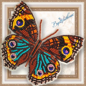 Bead embroidery kit Flying Butterflies, butterfly embroidery kit, needlepoint kit, colourful butterfly beading pattern, embroidery pattern image 1