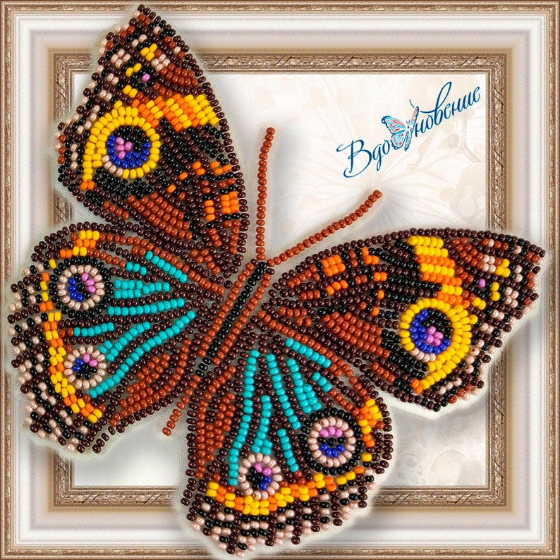Bead embroidery kit Flying Butterflies, butterfly embroidery kit, needlepoint kit, colourful butterfly beading pattern, embroidery pattern image 1