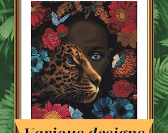 Leopard Cross Stitch Kit: Modern Animal Needlepoint, Nova Sloboda