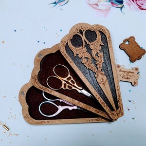 Wooden box for scissors with lid accessory for beadwork, cover for scissors, needlework supplies holder, bead holder eco-friendly organizer