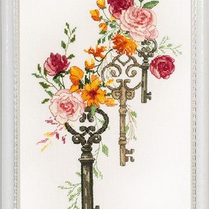 Cross stitch kit Lucky keys flower Modern needlework kit Needlepoint kit Counted DIY cross stitch Wall Decor in the corridor Olanta