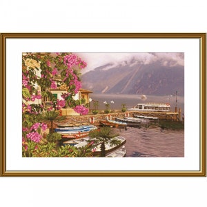 Cross stitch kit Landscape Lake needlework kit Mountain cross stitch patterns Needlepoint kit Counted cross stitch Wall Decor Nova Sloboda