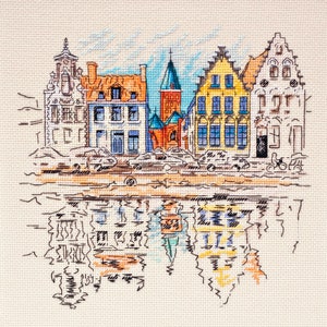Cross Stitch Kit Colorful town Cityscape Counted Cross Stitch Painting cross stitch patterns  needlepoint kit Wall Decor AbrisArt