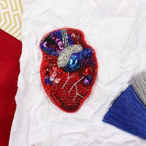 DIY Jewelry making kit Gift for doctor Heart Seed beaded brooch Bead Embroidery kit Needlework beading decoration, handmade jewelry AbrisArt