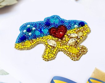 DIY Jewelry making kit Native Ukraine Seed beaded brooch Bead Embroidery kit handmade brooch Needlework pattern beading decoration