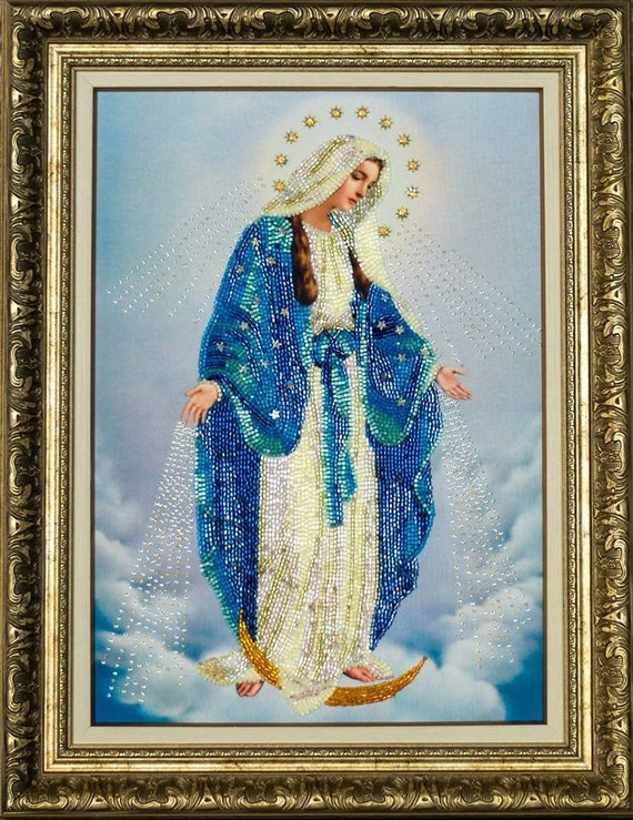 Bead embroidery kit holy virgin mary embroidery christian  etsy Bead embroidery kit holy virgin mary embroidery christian  etsy