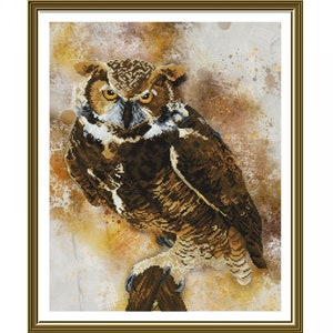 Cross stitch kit Owl cross stitch patterns Bird needlework kit Owl embroidery kit Forrest cross stitch design Modern wall art Nova Sloboda