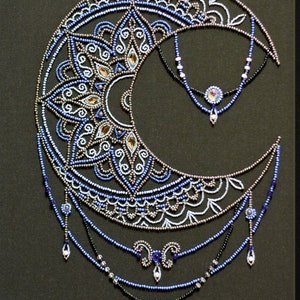 Bead embroidery kit Moon pattern needlework kit moon decor embroidery Handmade craft kit fantasy embroidery embroidery pattern gift AbrisArt