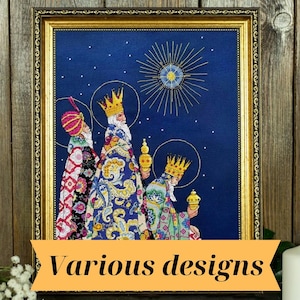 Cross stitch kit Gift of Magis Jesus Needlework pattern Christmas Needlecraft Biblical magic Three Kings Christian Scene embroidery Olanta