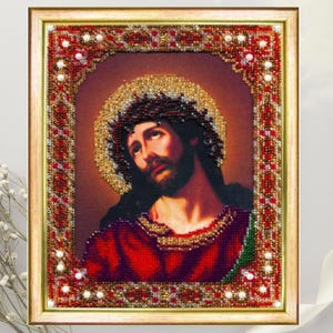 Bead embroidery kit Jesus crown of thorns Christ embroidery christian embroidery kit, religious beads icon, Orthodox icon, beading pattern