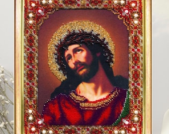 Jesus Crown of Thorns Bead Embroidery Kit: Christian Orthodox Icon