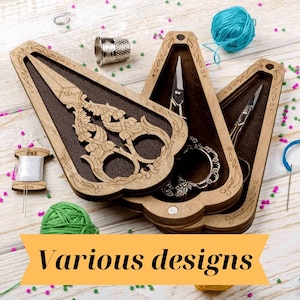 Wooden Scissors Organizer Box – Magnetic Two-Level Craft Storage