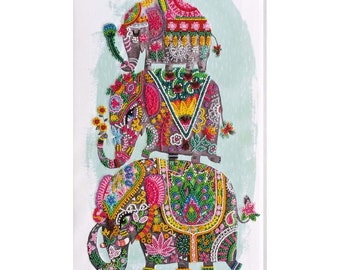 Bead Embroidery Kit: Three Elephants, Indian Design Needlepoint
