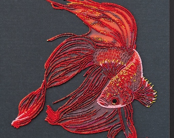 Siamese Fighting Fish Bead Embroidery Kit Ocean Needlework