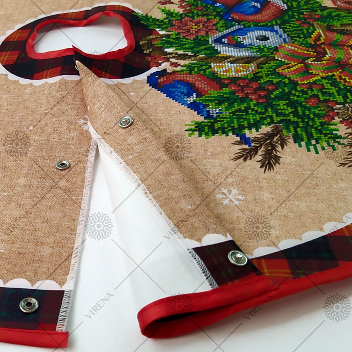 Christmas Tree Skirt Bead Embroidery Kit 25inches Handmade Etsy