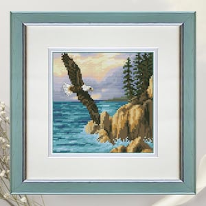 Cross stitch kit Eagle in flight cross stitch pattern Bird needlework kit Embroidery kit Animal cross stitch designs for beginners Olanta