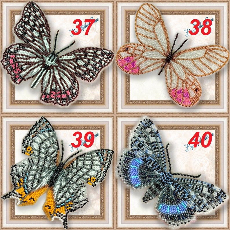 Bead embroidery kit Flying Butterflies, butterfly embroidery kit, needlepoint kit, colourful butterfly beading pattern, embroidery pattern image 4