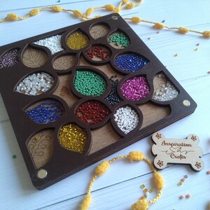 Wood Organizer Box for Beads With Needle Magnet, Jewelry Making ...