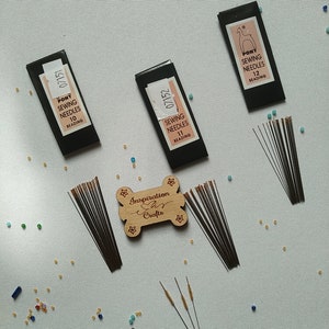 Pony beading needles for Needlepoint tools Set of 25 pcs hand-sewing needles Gold Eye for beads, Big eye beading needles